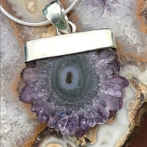 BOUTIQUE AMETHYST STALACTITES 925 PENDANT W/CHAIN